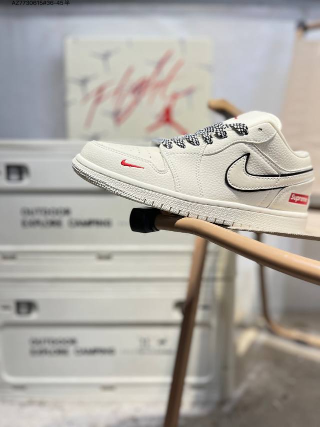 Factory Grade Top Layer Leather Supreme X Jordan Air Jordan 1 Low AJ1 Basketbal Factory Grade Top Layer Leather Supreme X Jordan Air Jordan 1 Low AJ1 Basketbal