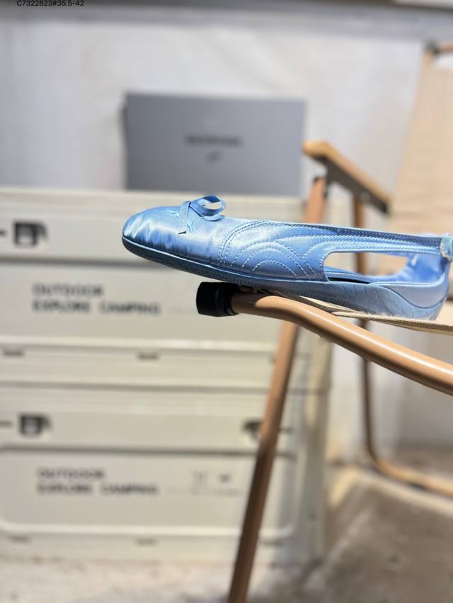 Balenciaga x Puma Speed Satin Round Toe Velcro Distressed Ballet Flats DDD Item Balenciaga x Puma Speed Satin Round Toe Velcro Distressed Ballet Flats DDD Item